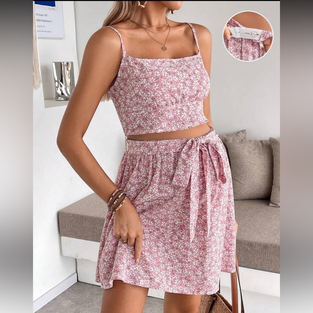 NWOT SHEIN Maternity 2 Piece Ditsy Floral Top & Skirt Set